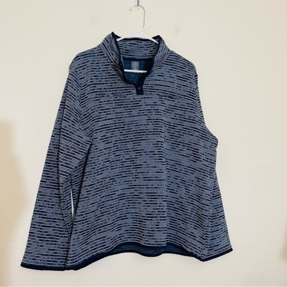 St John’s Bay Fleece Long Sleeve Pullover Sweater Size XXL Color Blue/White